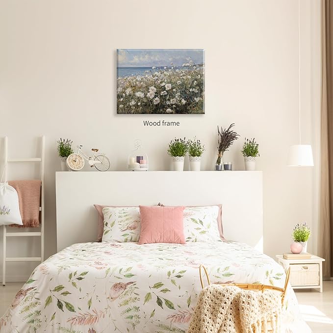 Nature Landscape Wall Art Coastal Wildflower Poster 24X36 inch Framed French