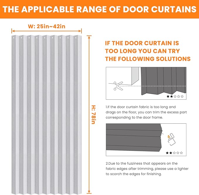 AJAZZ 100% Blackout Accordion Doors Interior Magnetic Door Curtain Closet Door