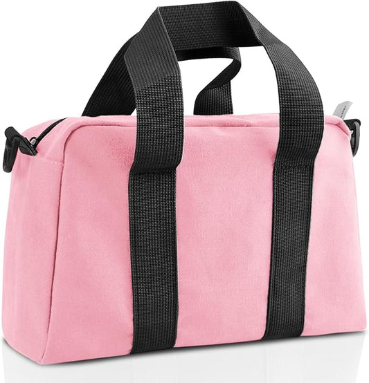 Small Tool Bag, Canvas Tool Storage Bag, Large Capacity Multipurpose Zipper Soft Tote Organizer Pouch for Electrician, Plumbing, Gardening,Tools Bags for Men (Pink, 12 Inch)