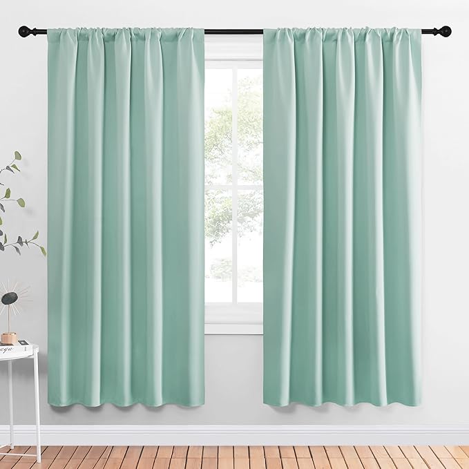 NICETOWN Window Curtains Blackout Drapes, Aqua Blue, 1 Pair, 52 by 72-Inch