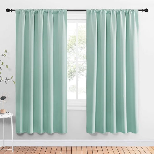 NICETOWN Window Curtains Blackout Drapes, Aqua Blue, 1 Pair, 52 by 72-Inch
