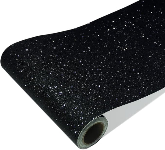 CRE8TIVE Black Glitter Wallpaper Border Peel and Stick Wall Border Sparkle
