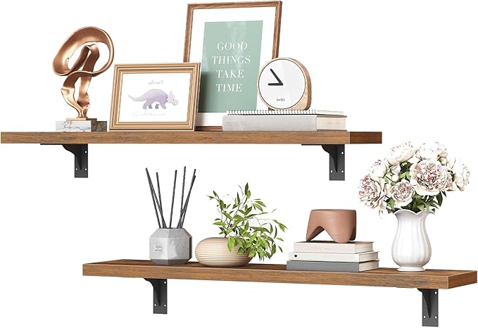 HOOBRO Floating Shelves for Wall, 23.6" Wall Mounted Shelves Set of 2, Hanging