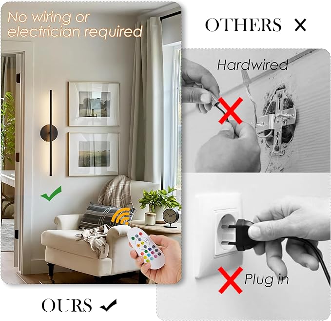 KARTOOSH Battery Operated Wall Sconces Set of Two,