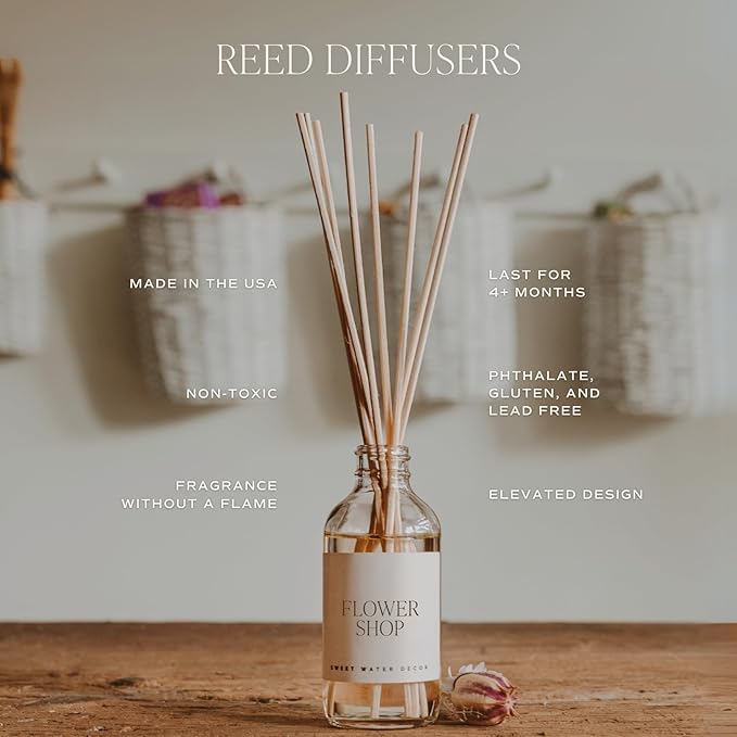 Sweet Water Decor Spa Day Reed Diffuser Set - Sea Salt, Jasmine, Wood, and Cream Scented Diffuser - Relaxing Spa Scent Diffusers for Home, Long Lasting Fragrance, Made in The USA