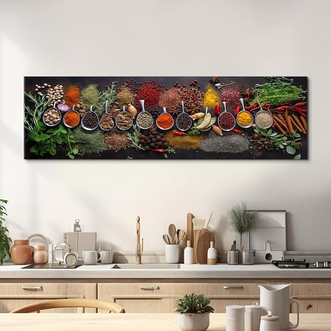 Large Colorful Kitchen Wall Art Spices Herb Food Picture