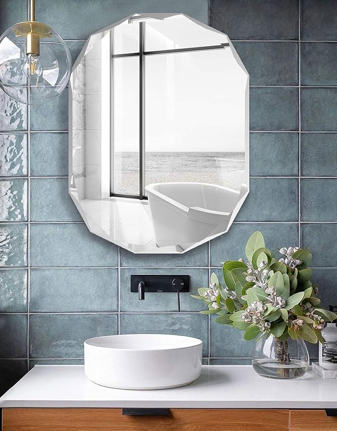 Bathroom Mirrors for Over Sink, Round Frameless Mirrors for Wall, 24x36 Inch