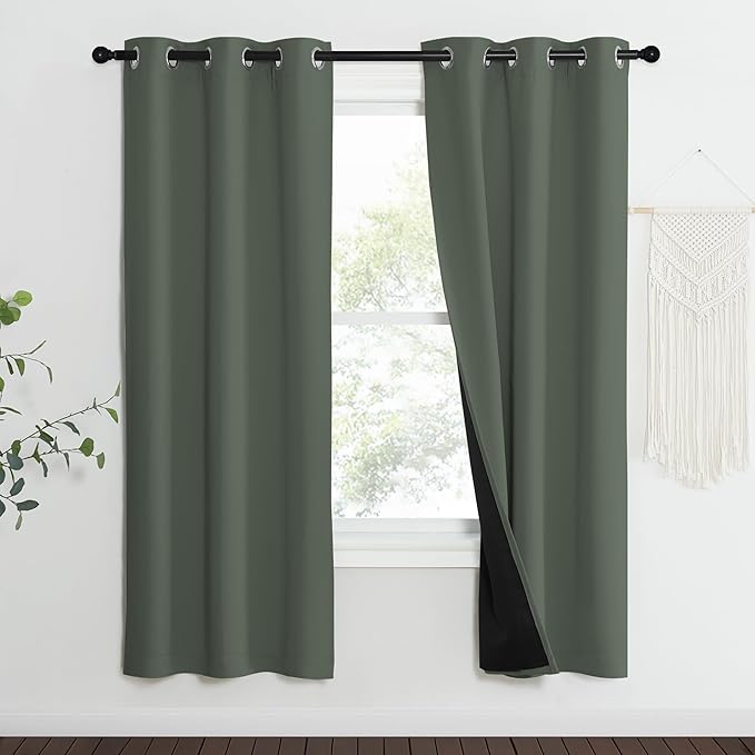 NICETOWN 100% Blackout Curtains 70" Long, Pair of Energy Smart & Noise Blocking