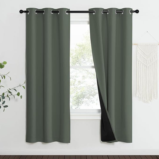 NICETOWN 100% Blackout Curtains 70" Long, Pair of Energy Smart & Noise Blocking