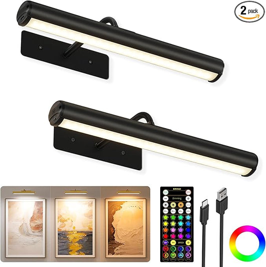 EZVALO 13 Inch Wireless Picture Lights, 4000mAh Rechargeable Battery RGB Colors