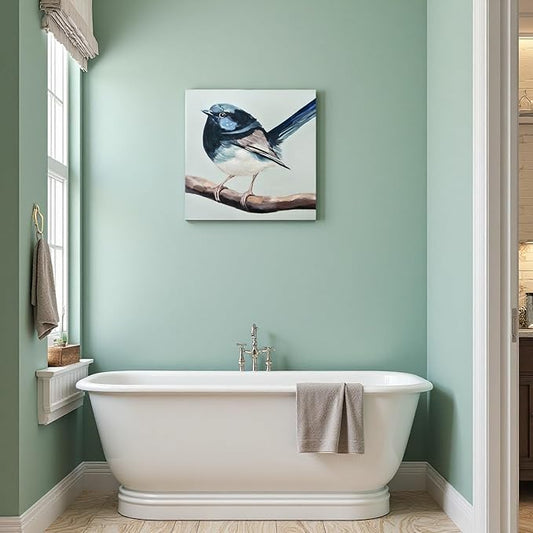 JolyWell Hand-Painted Bathroom bird wall artt, Sparrow canvas Wall Picture