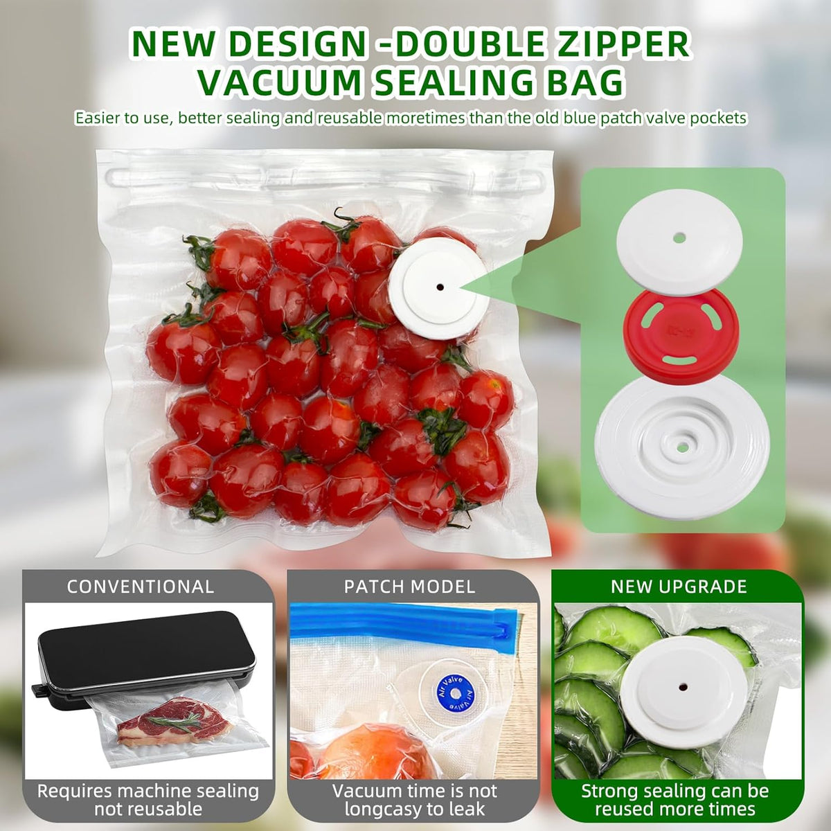 Skiennix Vacuum Sealer - Handheld Compact Food Saver with 30 Reusable Bags for 10X Freshness