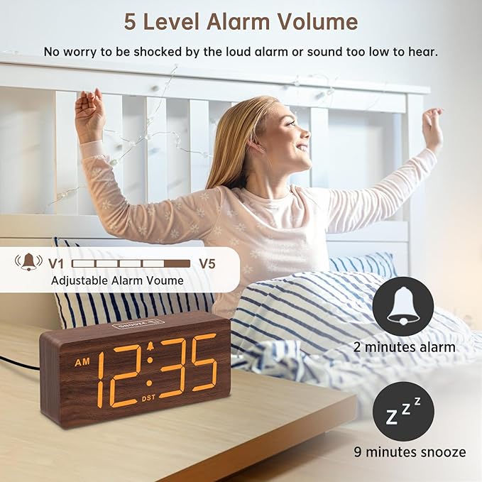 DreamSky Wooden Digital Alarm Clock