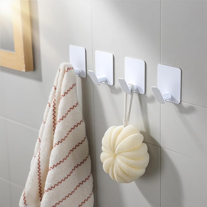 DELITON 4 Pack Adhesive Towel Hooks