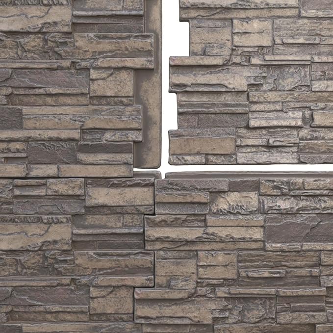 EverStone Cascade Faux Stone Panel, 48 5/8"W x 24 3/4"H x 1 1/4"D, Cascade