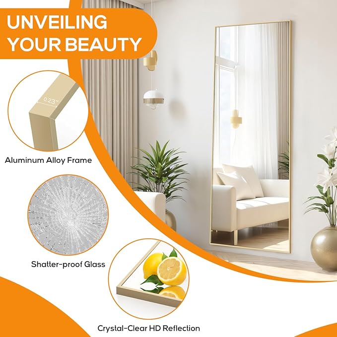 Mirror Full Length, Upgraded 21"x64" Body Wall Mirrors