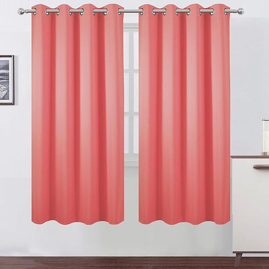 LEMOMO Coral Thermal Blackout Curtains/52 x 72 Inch/Set of 2 Panels Room