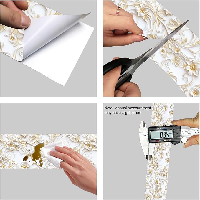 HOMETITUTE Wallpaper Border Peel and Stick Feather Texture Decorative Wall Trim