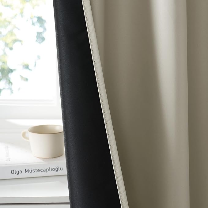 RYB HOME Bedroom Blackout Curtains 63 inches Long, 100% Blackout Thermal