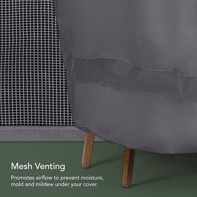 Covermates Elite Outdoor Patio Sofa Cover – Water-Resistant 300D Polyester, Double-Stitched Seams, Elastic Hem, Auto-Locking Drawcord & Mesh Vent for Moderate Weather, 48W x 26D x 34H, Charcoal