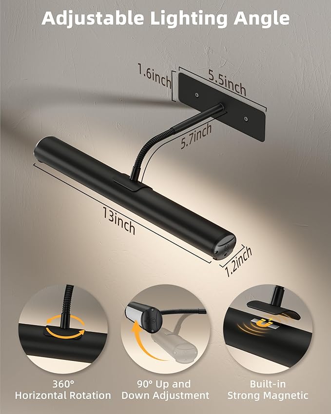 EZVALO 13Inch Wireless Picture Lights, 4000mAh Rechargeable Battery Art Lights