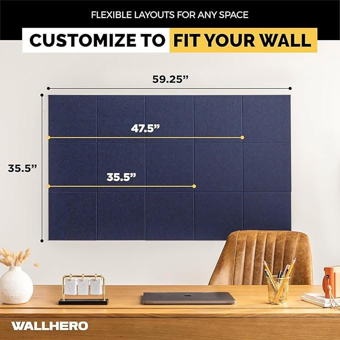 WALLHERO Large Cork Board Alternative | 15 Pack | Sizing Up to 59”x36”