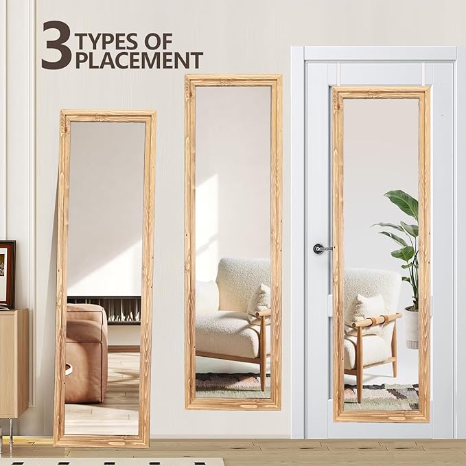 50"x16" Door Mirror, Rustic Full Length Mirror, Over The Door Hanging Mirrors