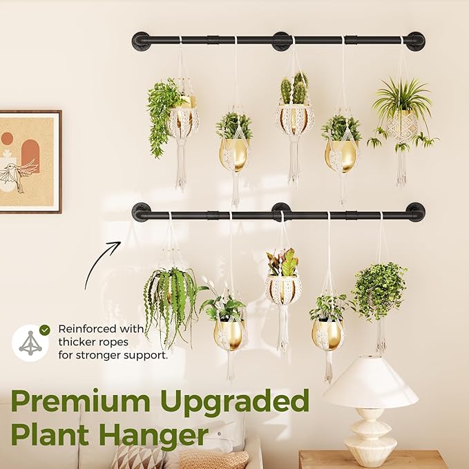 Bamworld Window Plant Hanger Indoor 63in 2PCS Hanging Planters