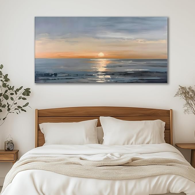 JLXART Wall Art Scenery Landscape Canvas Painting Sunrise Framed Artwork for Bedroom Office Home Decoration Art 30"x58"