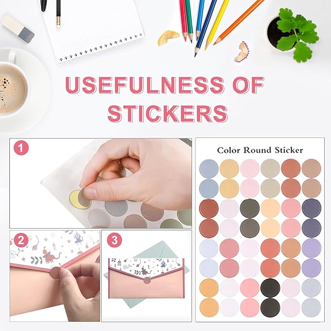 64 Pcs Stationery Paper Envelopes Set Includes 42 Lined Writing Paper & 21 Envelopes with 48 Colorful Round Dot Stickers, Cute Vintage Floral Letter Writing and Stationery Paper Envelopes(7Style)