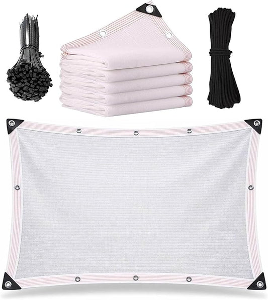 White Shade Cloth for Garden, 50% Mesh Tarp with Grommets, Breathable Sun Shade Cloth for Greenhouse, Plants Cover, Patio, Chicken Coops, HDPE Shade Net for Outdoor UV Resistant(34x50ft)
