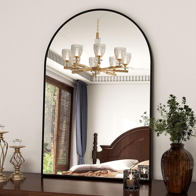 XRAMFY 20"x30" Black Arched Bathroom Mirror