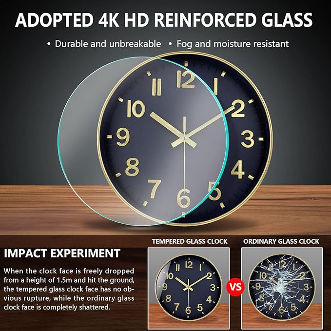 Wall Clocks Battery Operated, 12Inch Non Ticking Digital Wall Clock, Silent