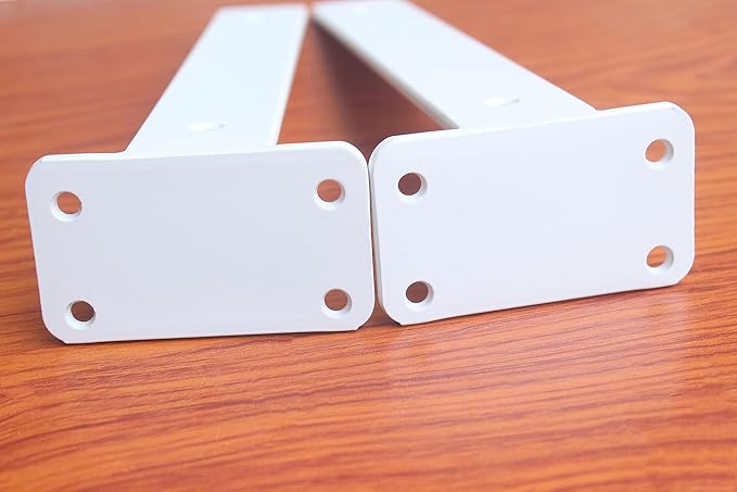 8 Pack - 10 inch White Hidden L Shelf Bracket Iron Floating Shelf Brackets