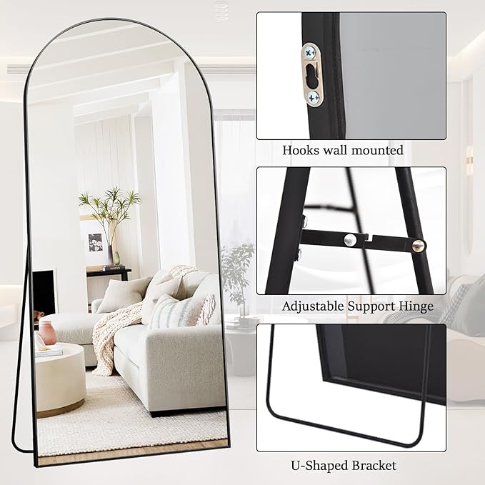 Rowjut Floor Full Length Mirror, Arched Mirrors Full Length 76"x34"