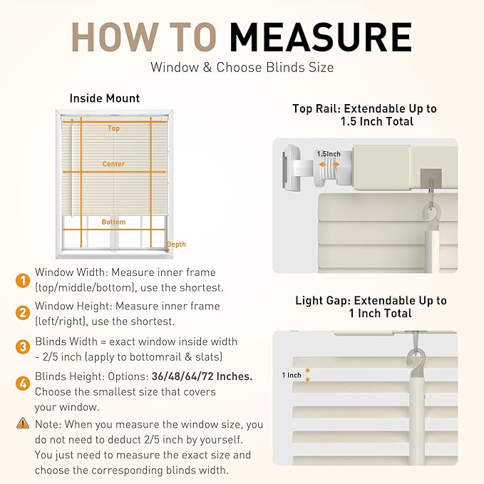 No Drill No Tool 1" Vinyl Mini Blinds, Light Filtering Horizontal Window Blinds