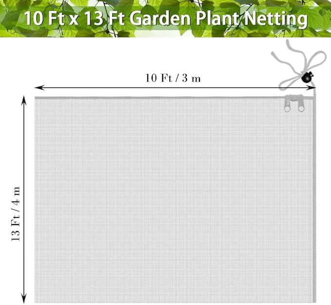 Fruit Tree Netting Covers with Zipper to Protect from Squirrels and Birds Large Netting for Fruit Trees Net Protection, White, 10' x 13', 1 Pack