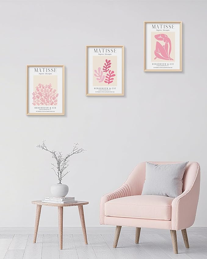 Framed Matisse Pink Canvas Wall Art, Abstract Matisse Canvas Wall Decor