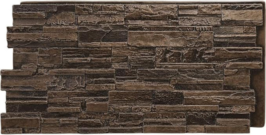 EverStone Cascade Faux Stone Panel, 48 5/8"W x 24 3/4"H x 1 1/4"D, Willow Peak