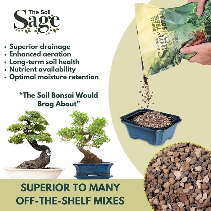 The Soil Sage 2.5qts Premium Bonsai Mix - U.S.A. Made Ready to Use - Akadama, Pumice, Lava Rock, Fine Pine Bark - Large Bag for All Bonsai Tree - High Drainage Potting, Repotting (Bonsai Soil/2.5 qt)