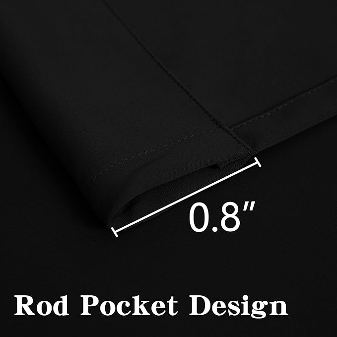 IGEMAEVE Black Blackout Curtains 72 Inch Length 2 Panels Set, Rod Pocket Energy