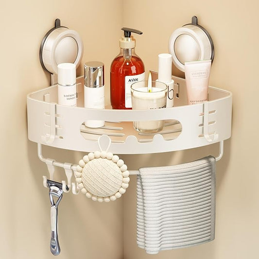 Voldra Corner Shower Caddy Suction Cup, Aluminum Corner Shower Shelves