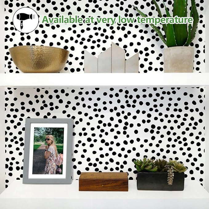 Jeweluck Peel and Stick Wallpaper Polka Dot Wallpaper Stick and Peel 17.7” x