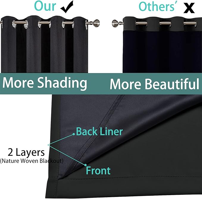 Yakamok 96 Inch Length 100% Blackout Curtains