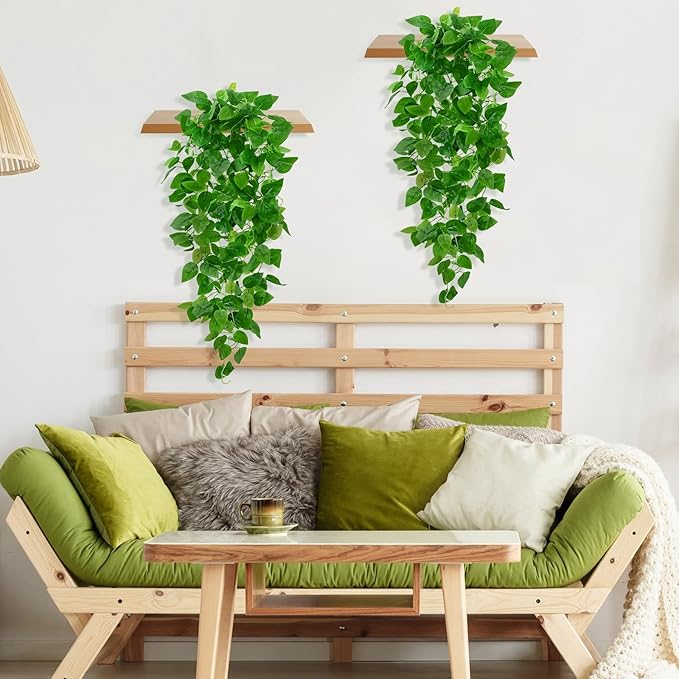 BLEUM CADE 4Pcs Fake Hanging Plants, 9 Branch Artificial Hanging Plant