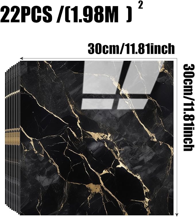 Chejiaye 22pcs Marble Peel and Stick Backsplash Waterproof Washroom Wall Panels