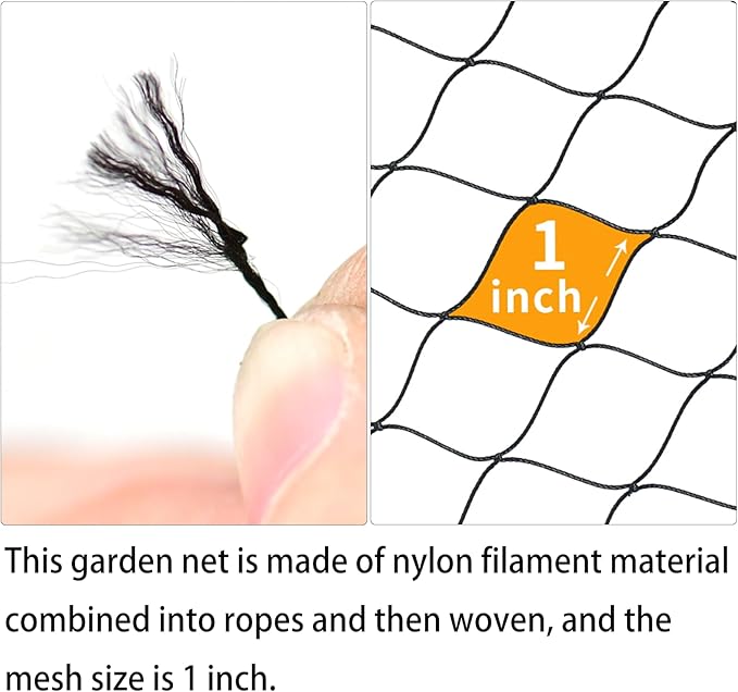 30 x 50 FT Bird Netting for Garden, 1" Square Mesh Size Heavy Duty Nylon Chicken Coop Netting for Blueberry Bushes, Fruit Trees and Vegetable Against Birds, Deer, Squirrels (30X50FT)