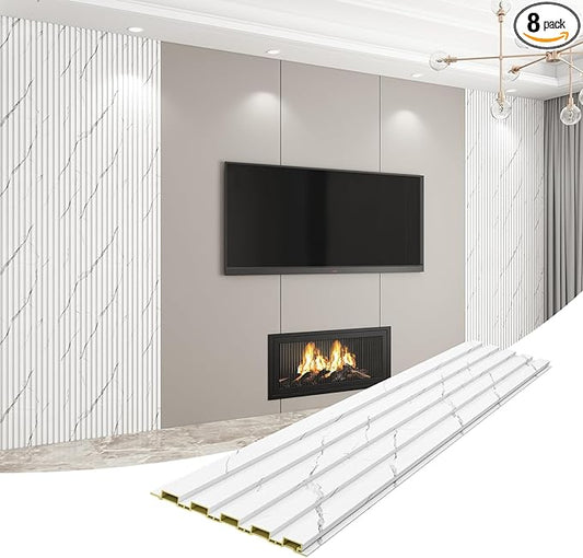 8-Pack WPC Wall Panels 118ââ x 6.3ââ 3D Slat Wall Panel Acoustic Wall Paneling
