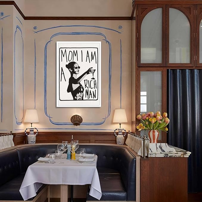 Liyark Mom I Am A Rich Man Aesthetic Retro Music Goblet Poster Feminist canvas