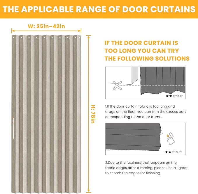 AJAZZ 100% Blackout Magnetic Door Curtain Accordion Doors Interior Folding
